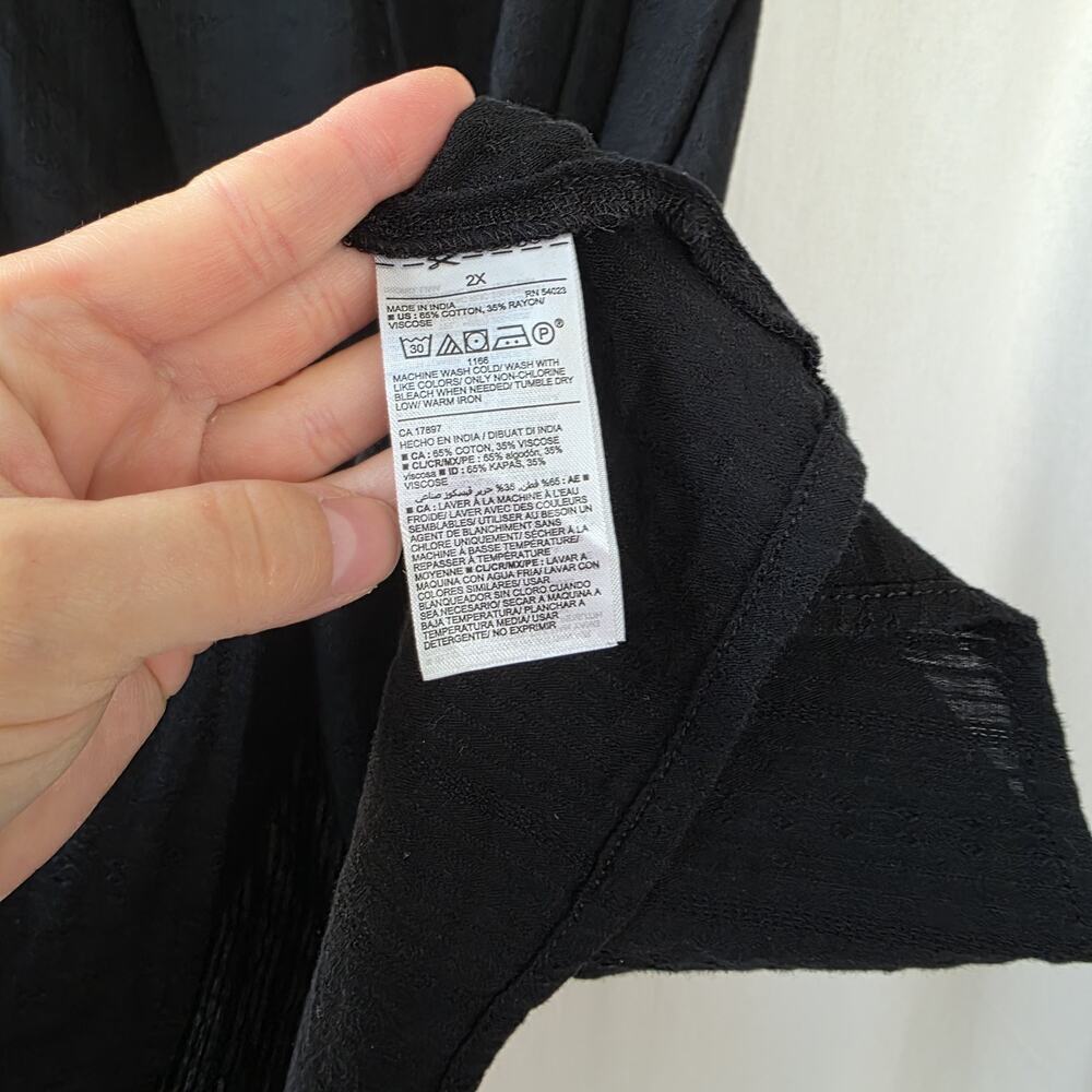 Old Navy Puff-Sleeve Dobby Mini Swing DressBlack Plus Size 2X Peasant Casual - Picture 9 of 12